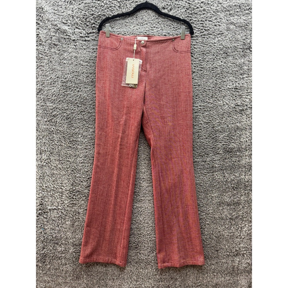 NWT Motivi Cotton-Wool Blend Mid Rise Wide-Leg Canvas Pants Red Womens Size 46